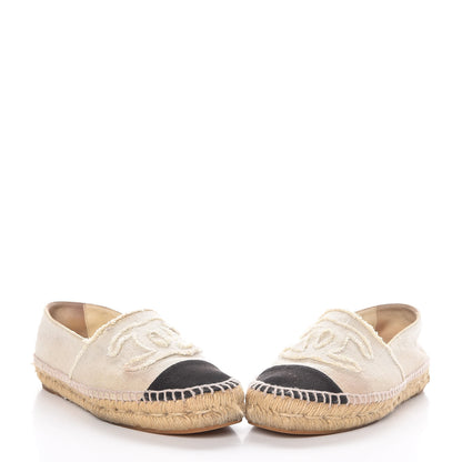 Chanel Toile CC Espadrilles 38 Beige Black 6 of 16