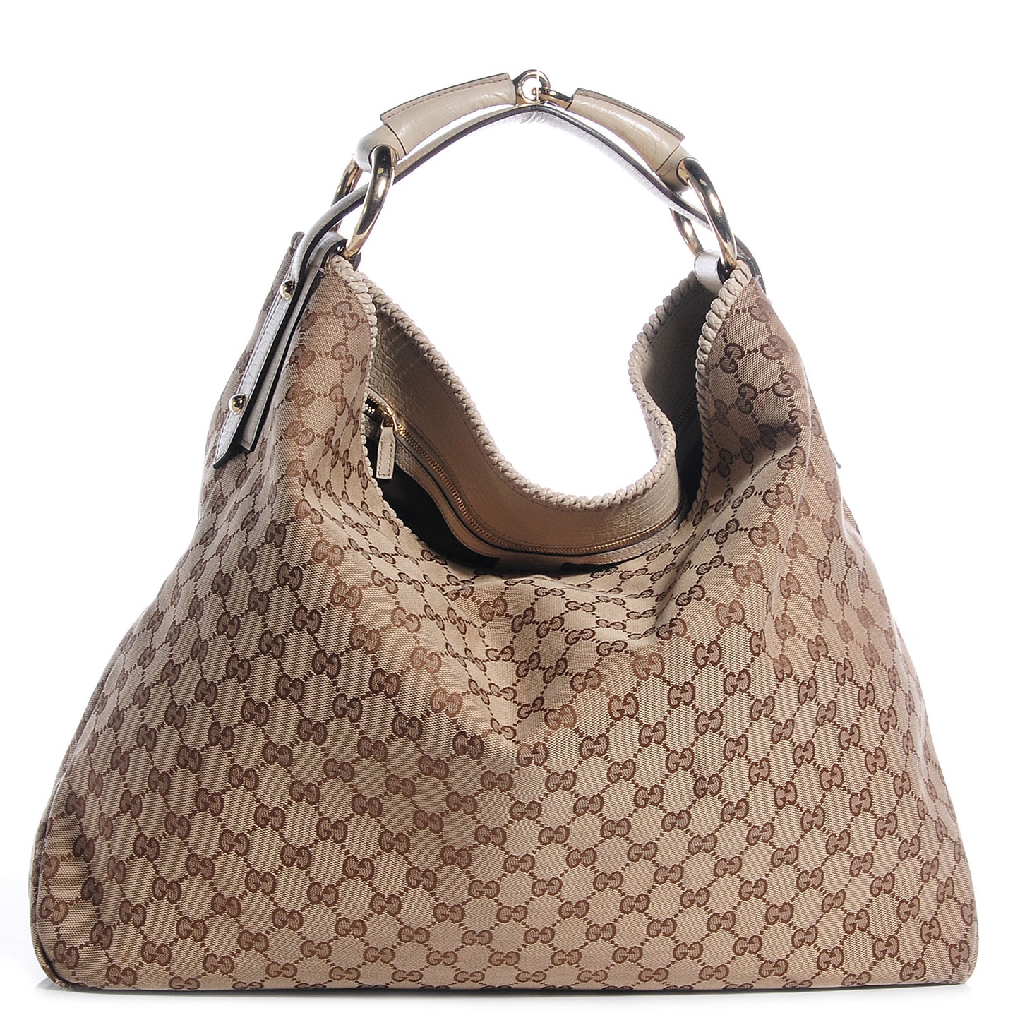 Monogram Large Horsebit Chain Hobo Off White