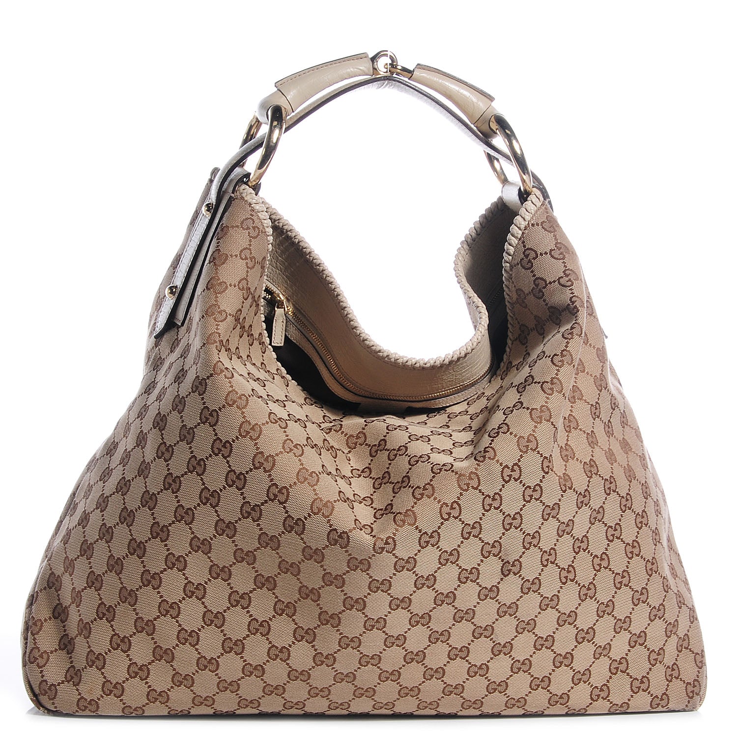 Gucci Monogram Large Horsebit Chain Hobo Off White 1 of 9