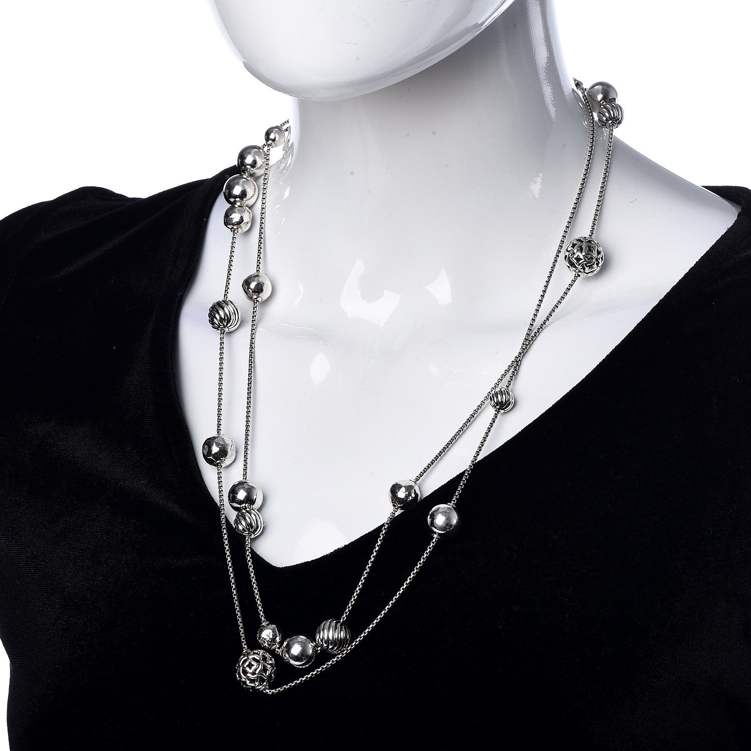David Yurman Sterling Silver Elements Station Necklace 2 of 4