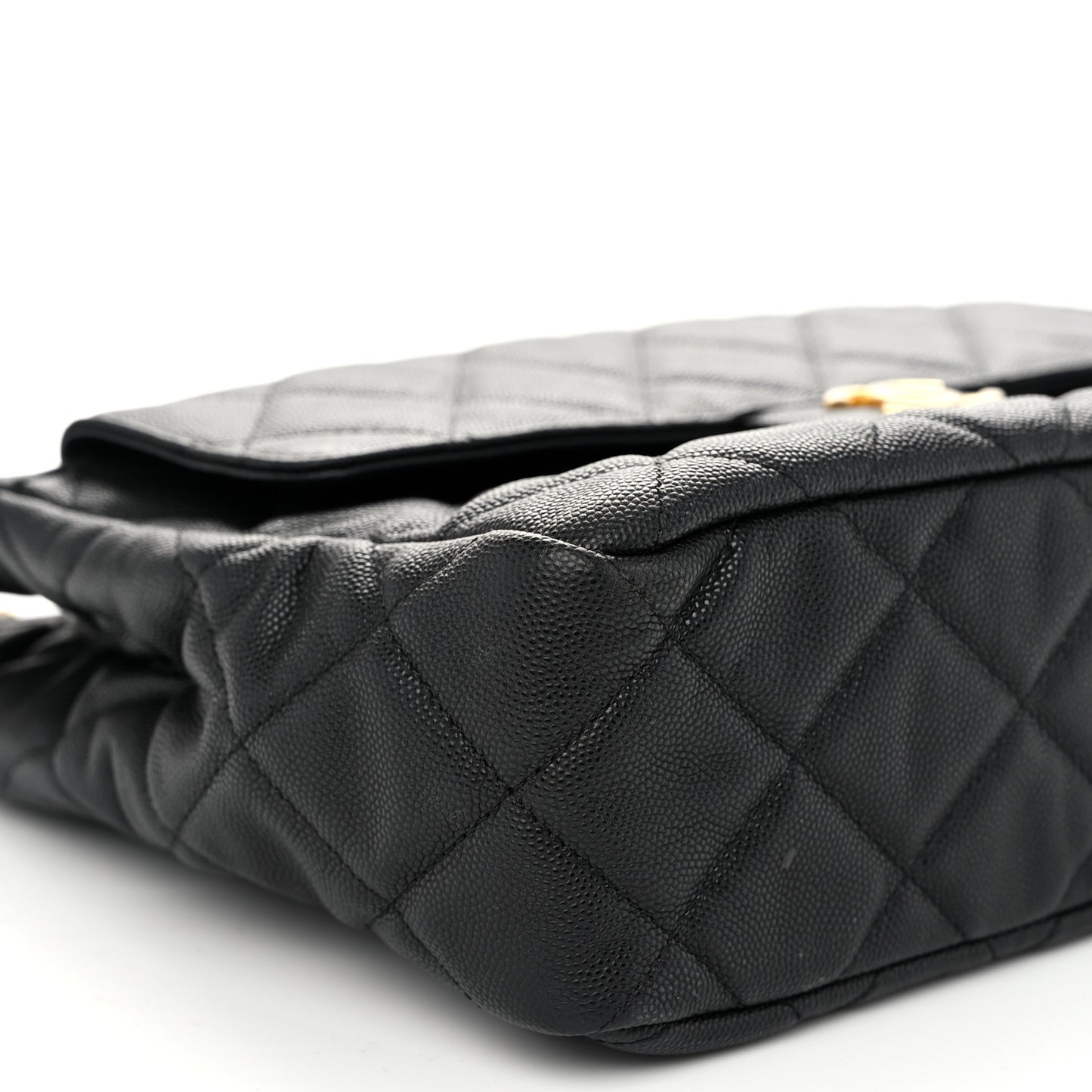 Caviar Quilted Large Wavy CC Hobo Black