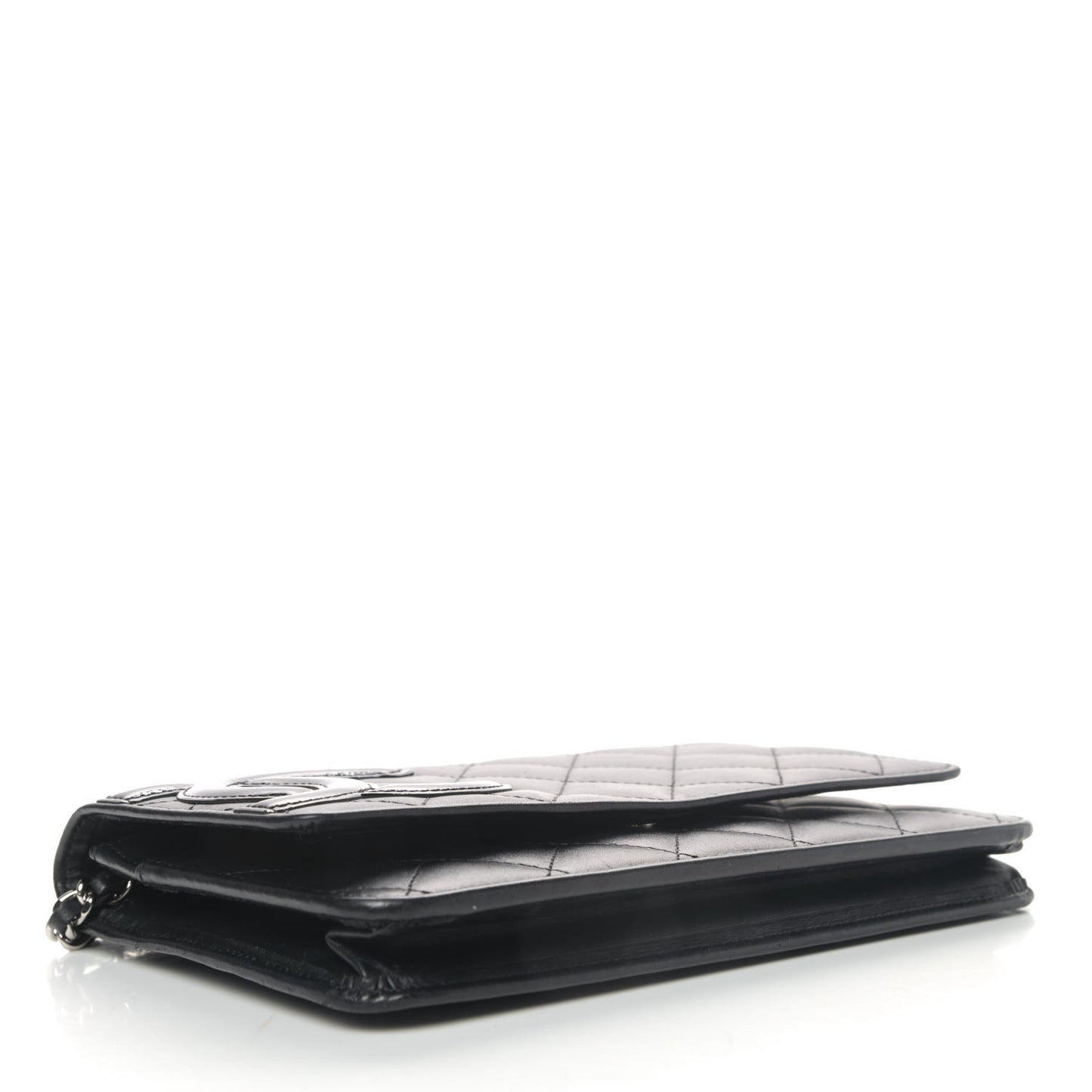 Calfskin Quilted Cambon Wallet On Chain WOC Black