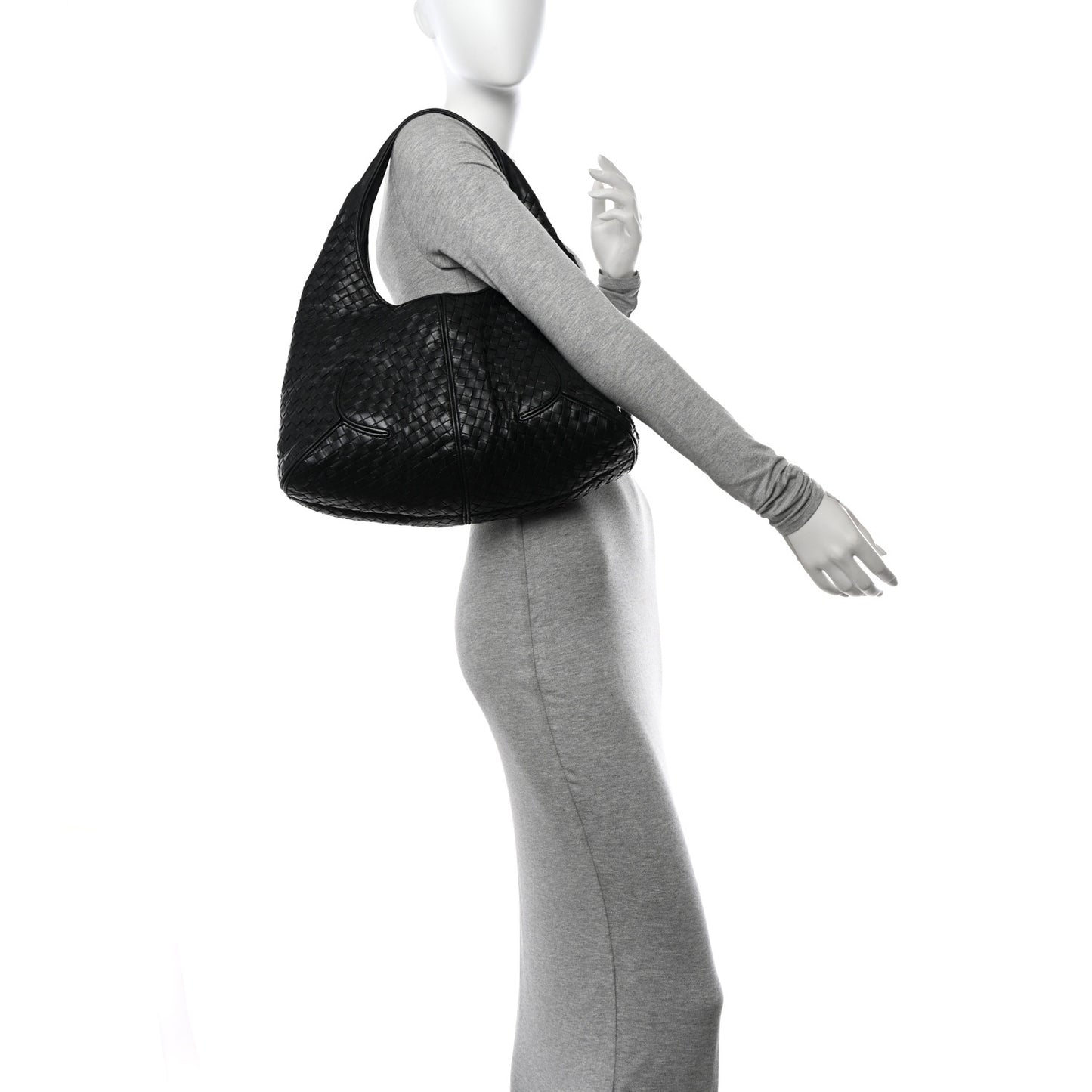 Nappa Intrecciato Ball Hobo Ebano Black