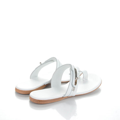 Hermes Lambskin Quasar Sandals 38 White 4 of 7