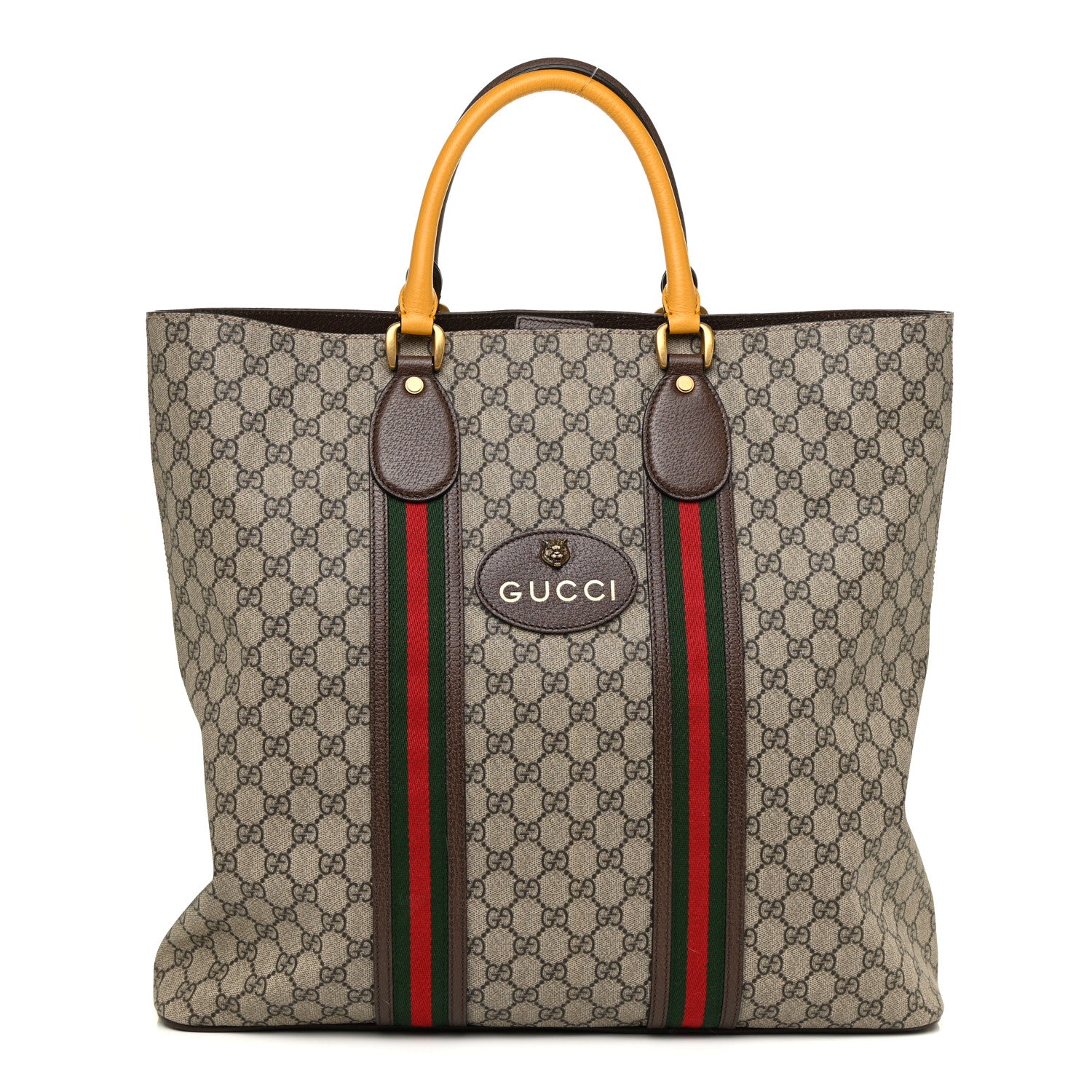 Gucci GG Supreme Monogram Web Neo Vintage Tote Beige New Acero Crop 1 of 15