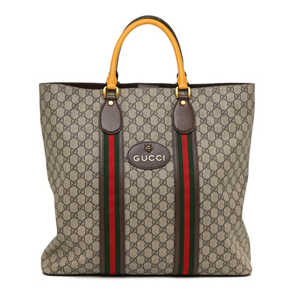 Gucci GG Supreme Monogram Web Neo Vintage Tote Beige New Acero Crop 1 of 15
