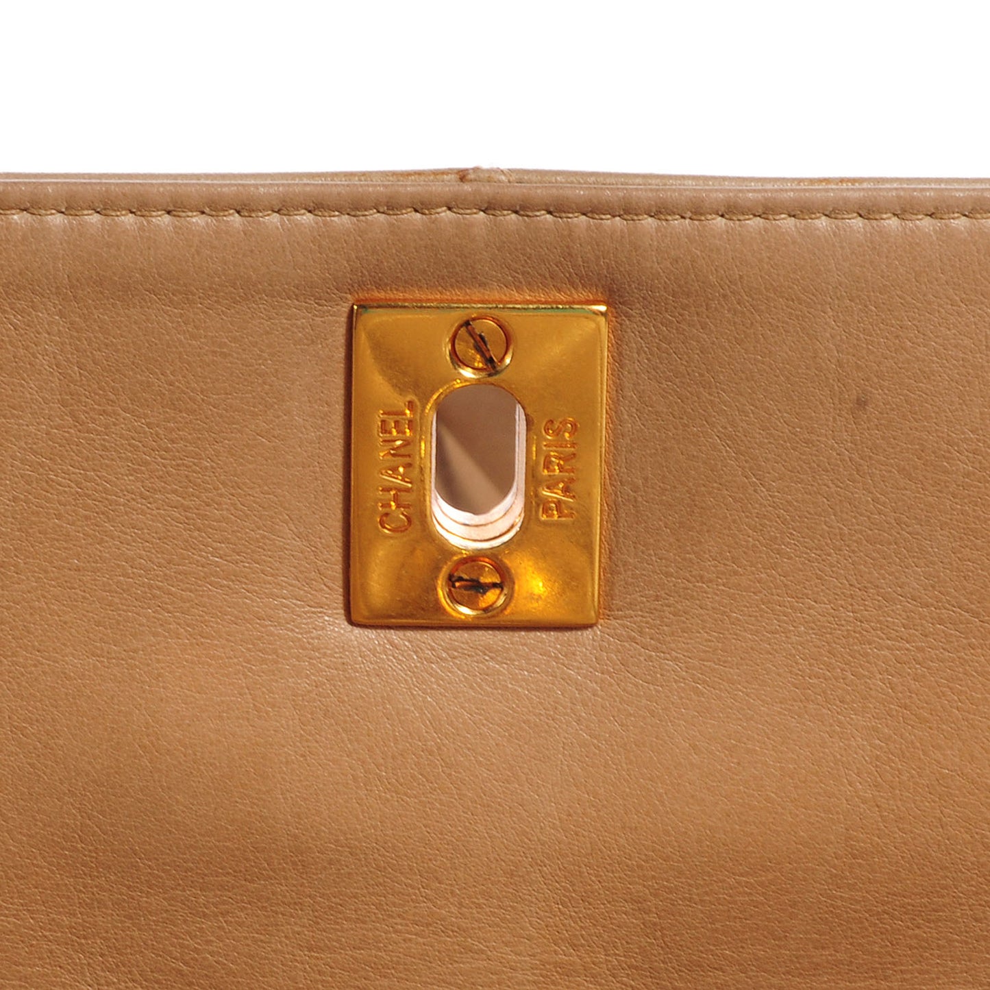 Lambskin Flap Shoulder Bag Beige