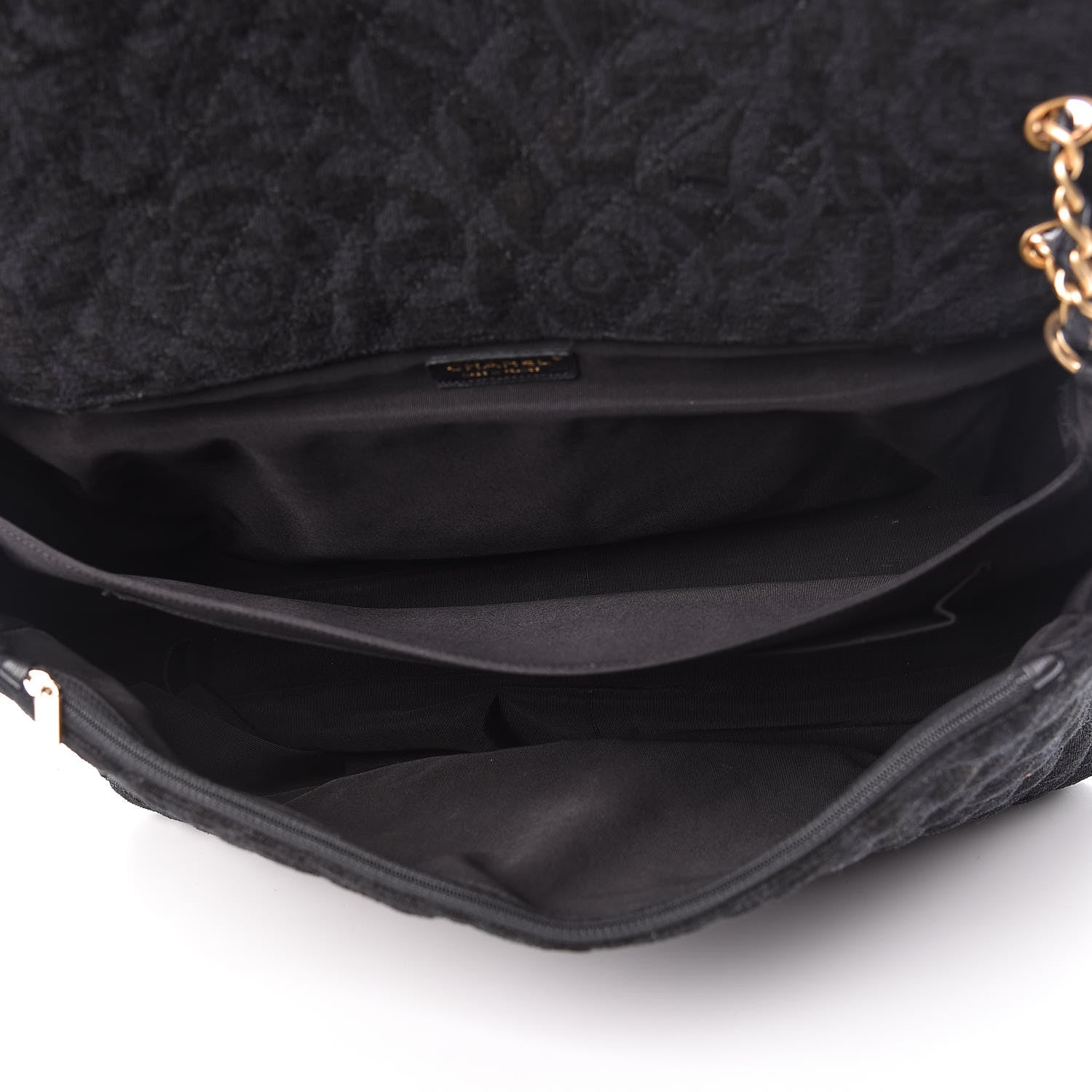 Chanel Velvet Camellia Stamped XXL Travel Flap Bag Black 5 of 12