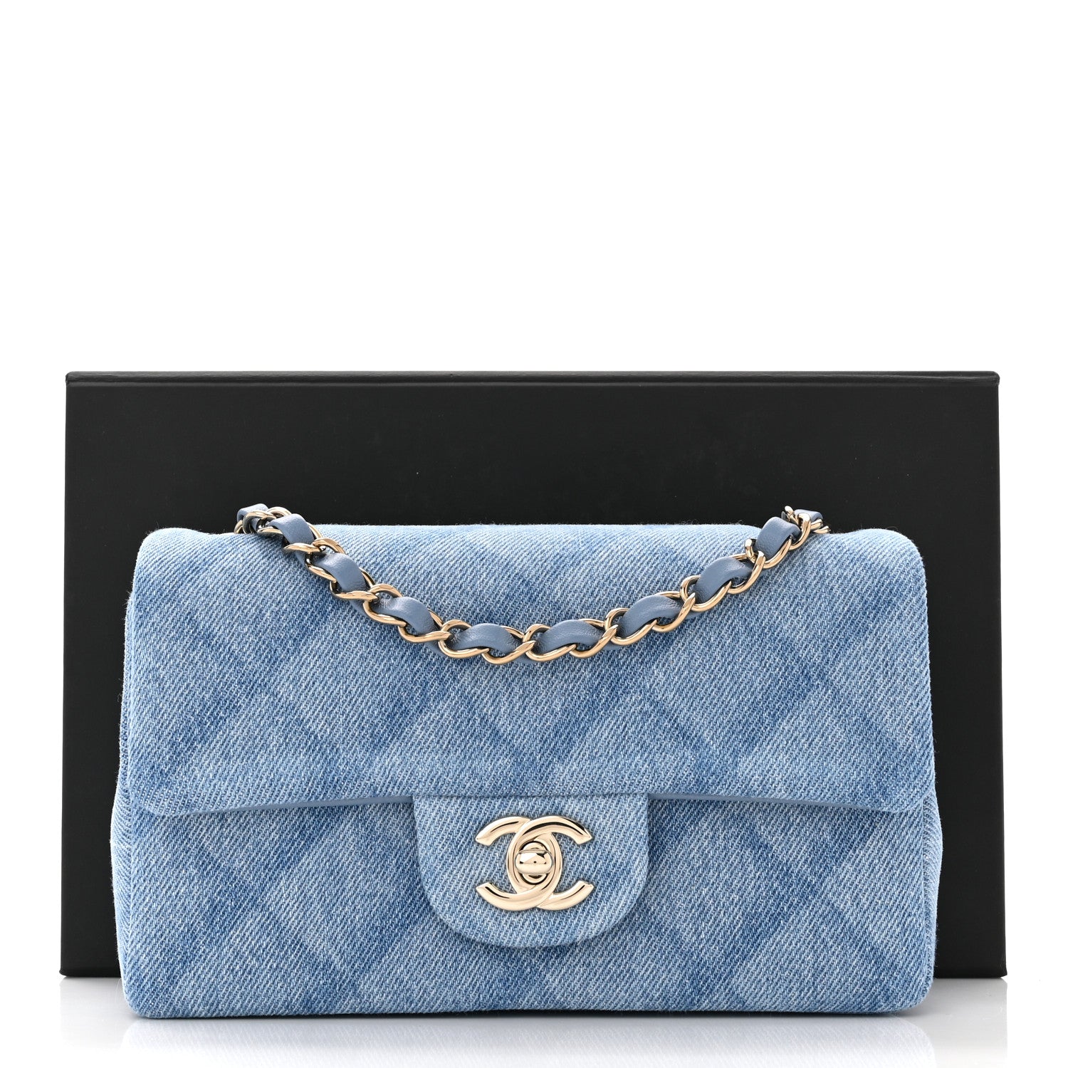Chanel Printed Denim Quilted Mini Rectangular Flap Light Blue 11 of 11