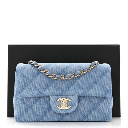 Chanel Printed Denim Quilted Mini Rectangular Flap Light Blue 11 of 11