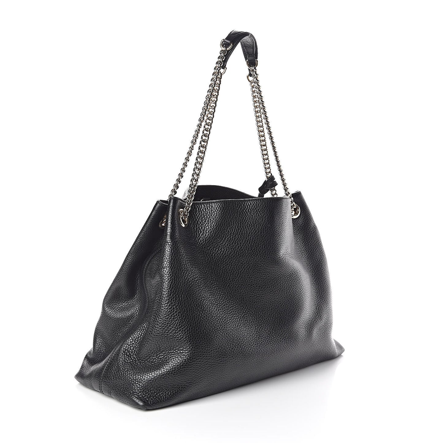 Pebbled Calfskin Large Soho Chain Shoulder Bag Black