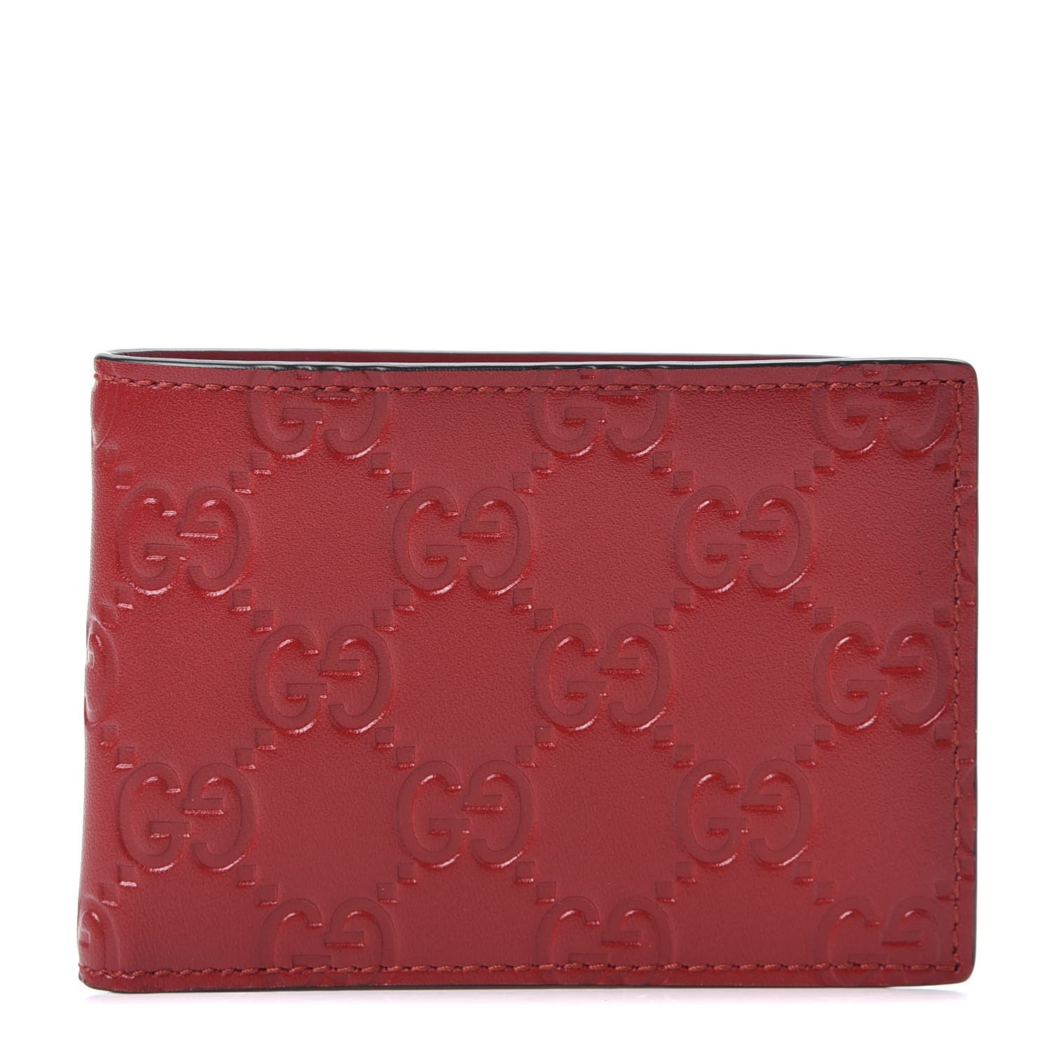 Gucci Guccissima Signature Bi-Fold Wallet Red 1 of 9