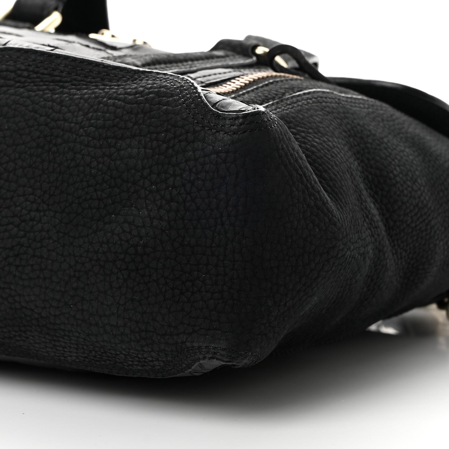 Nubuck Crocodile Embossed Medium Pashli Satchel Black