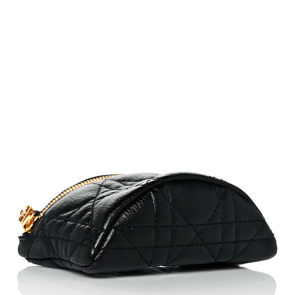 Christian Dior Supple Calfskin Cannage Caro Half-Moon Coin Purse Black 3 of 7
