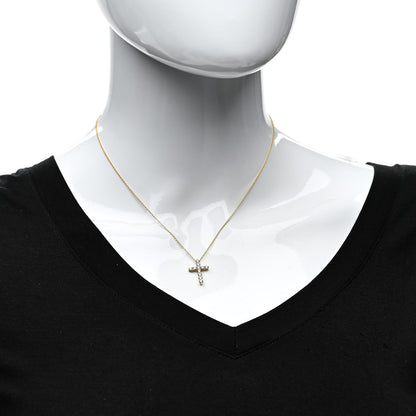 Tiffany 18K Yellow Gold Diamond Small Cross Pendant Necklace 2 of 6