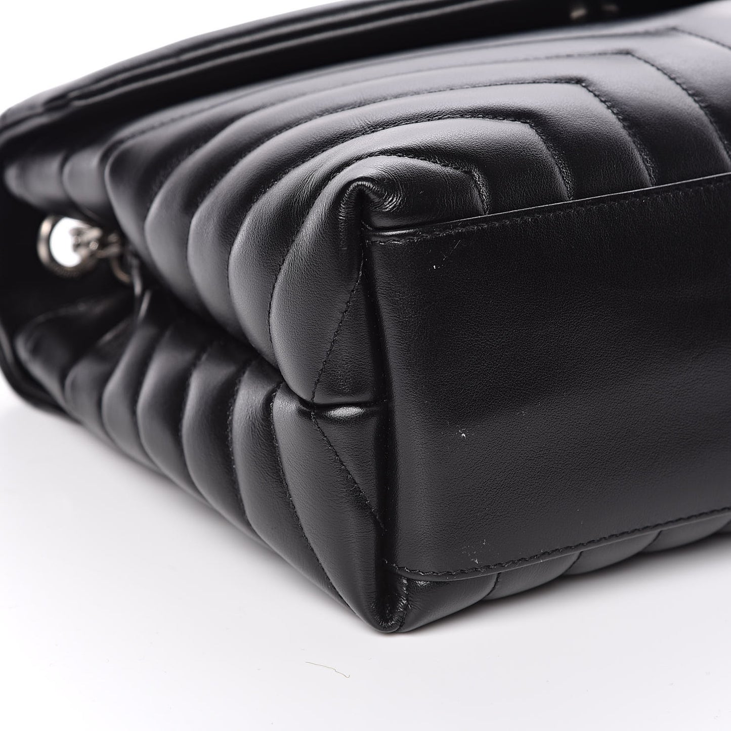 Calfskin Y Quilted Monogram Medium Loulou Chain Satchel Black