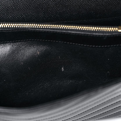 Saint Laurent Grain De Poudre Matelasse Chevron Monogram Chain Wallet Black 18 of 23