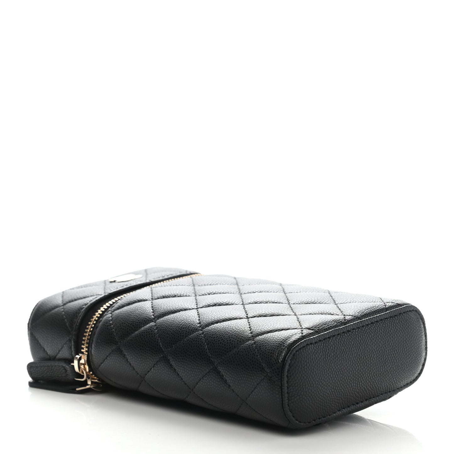 Caviar Quilted Phone Holder With Chain Black