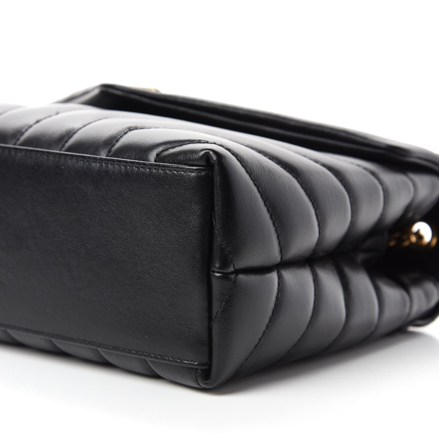 Calfskin Y Quilted Monogram Small Loulou Chain Satchel Black
