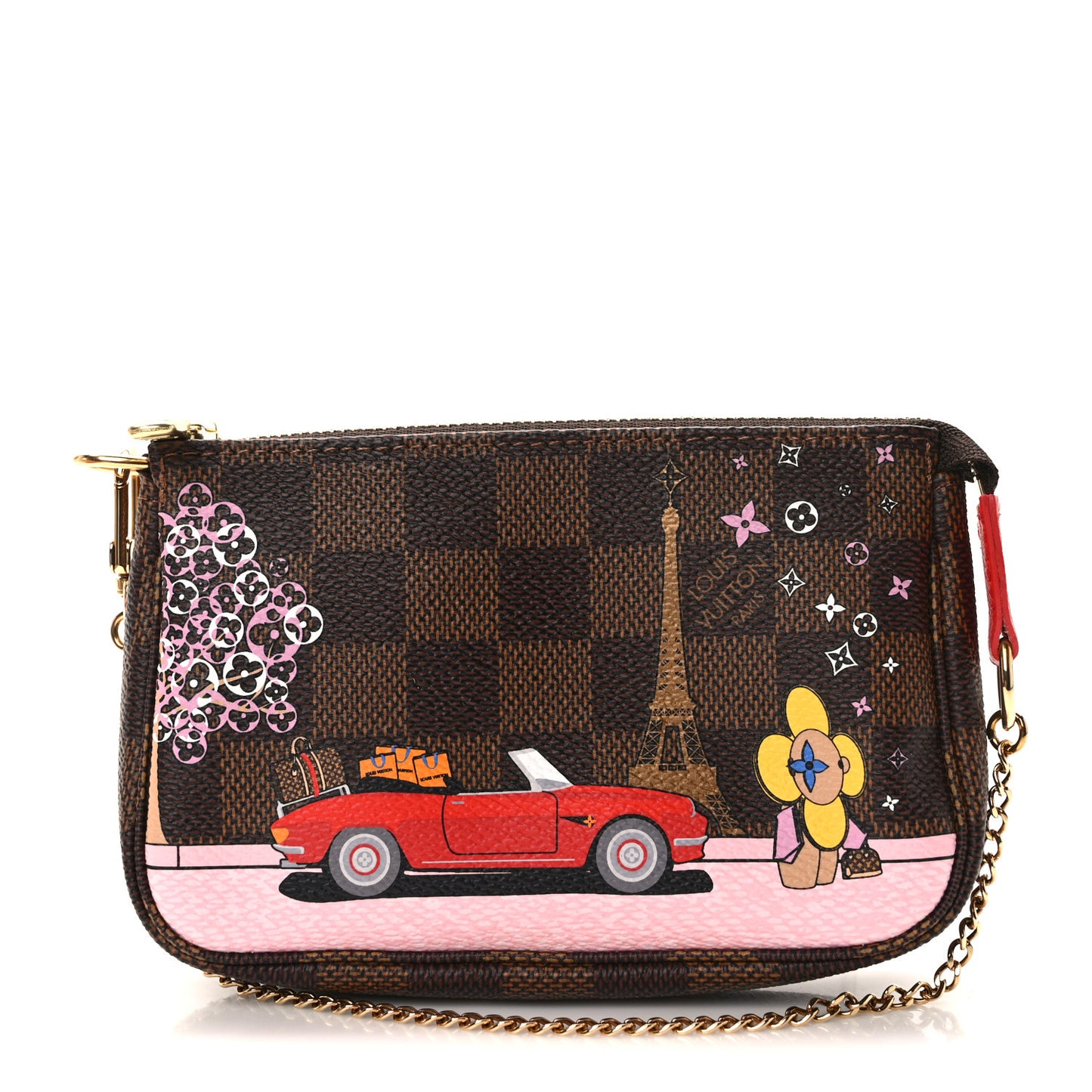 Damier Ebene 2019 Christmas Animation Mini Pochette Accessories Red