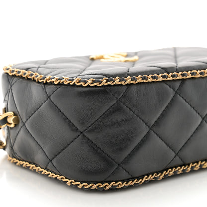 Chanel Lambskin Quilted Chain CC Mini Camera Case Black 9 of 10