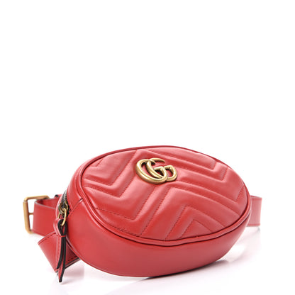 Gucci Calfskin Matelasse GG Marmont Belt Bag 95 38 Hibiscus Red 3 of 11