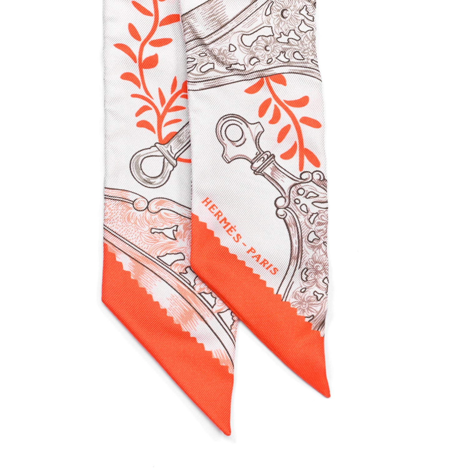 Hermes Silk Etriers Remix Twilly Verveine Orange Kaki 2 of 4