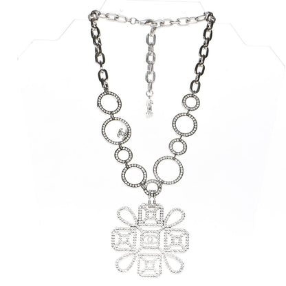 Chanel Crystal Strass Cross CC Necklace Silver 3 of 5