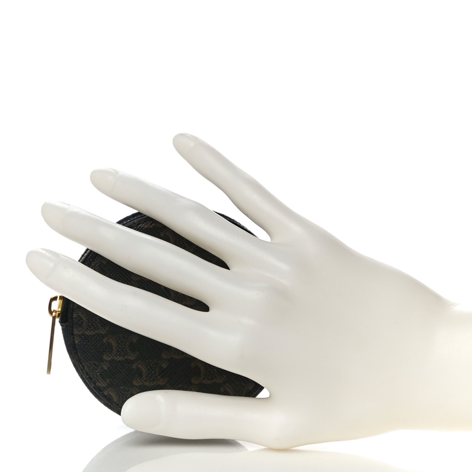 Celine Triomphe Canvas Round Zip Coin Purse 2 of 12