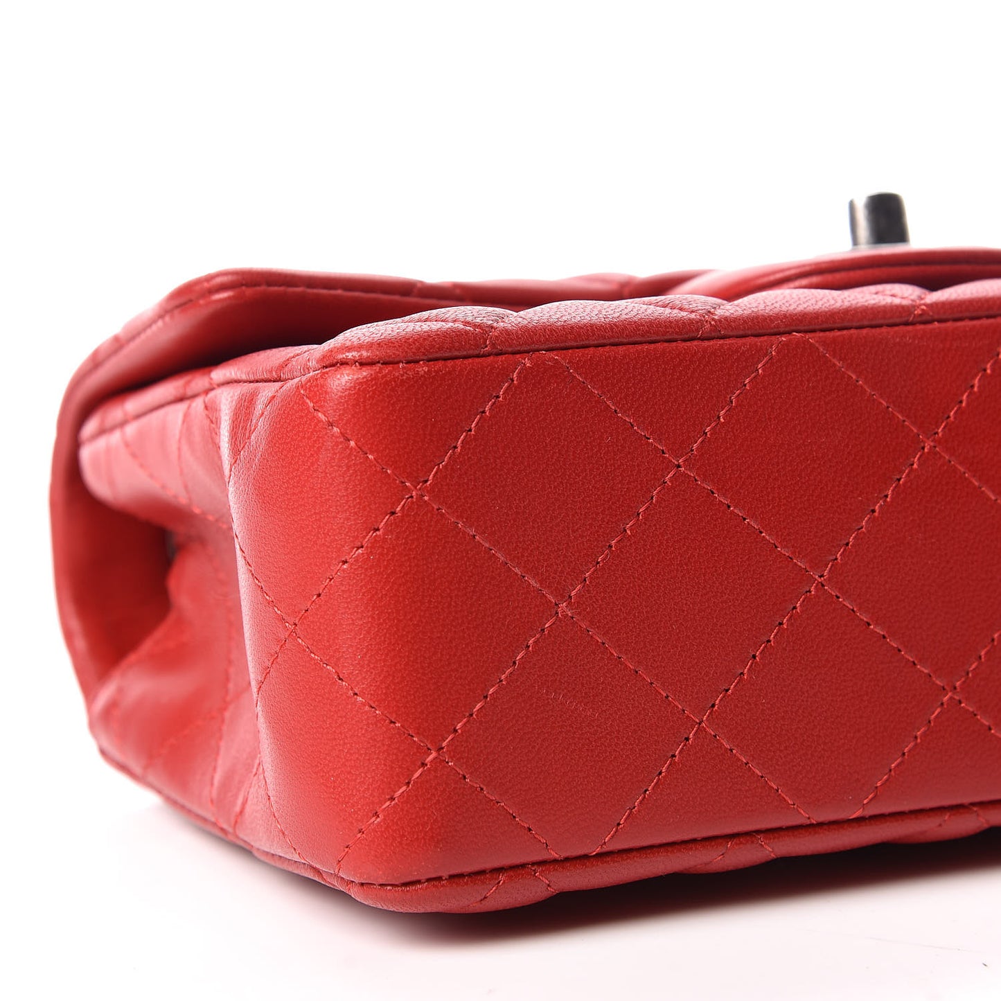 Lambskin Quilted Mini Rectangular Flap Red