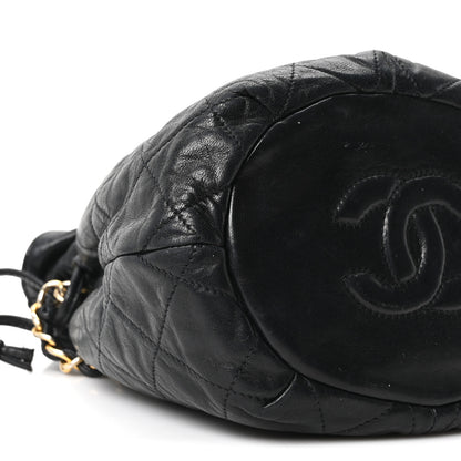 Chanel Lambskin Quilted Mini Drawstring Bucket Bag Black 9 of 10