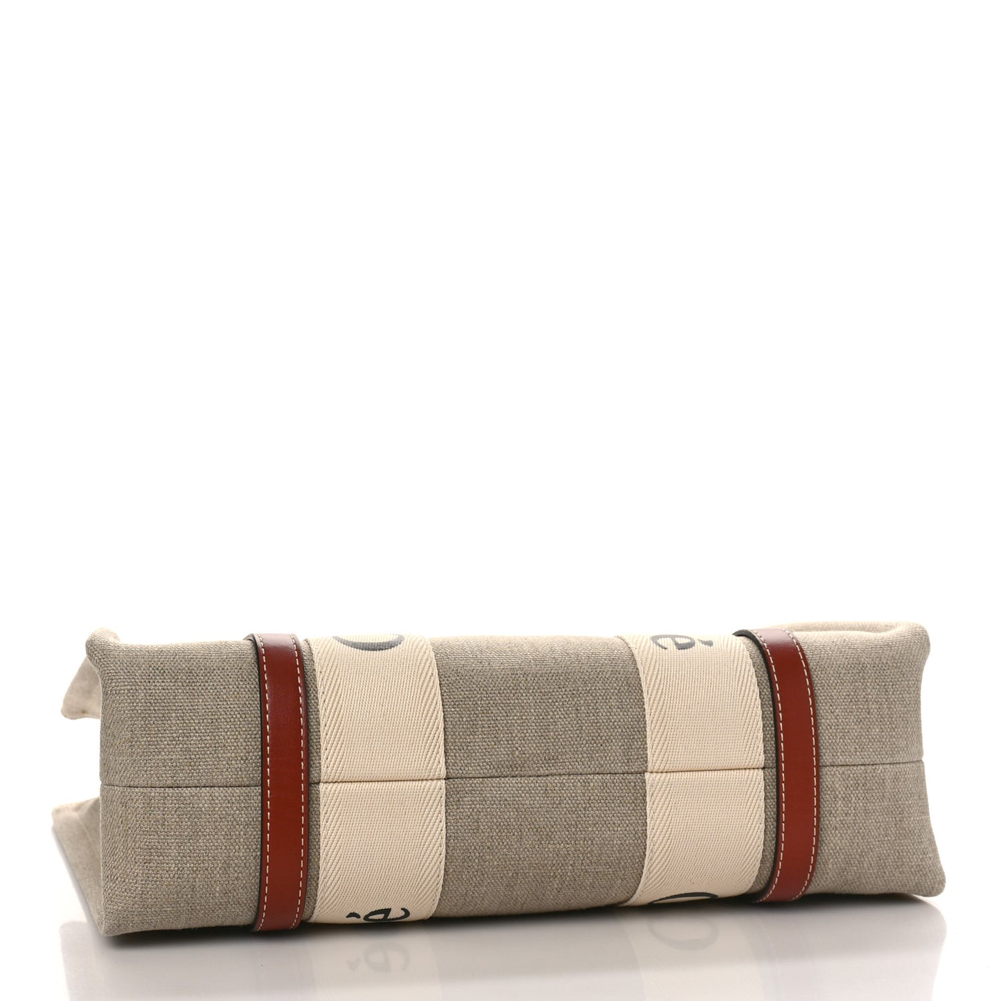 Cotton Calfskin Medium Woody Ribbon Tote White Brown