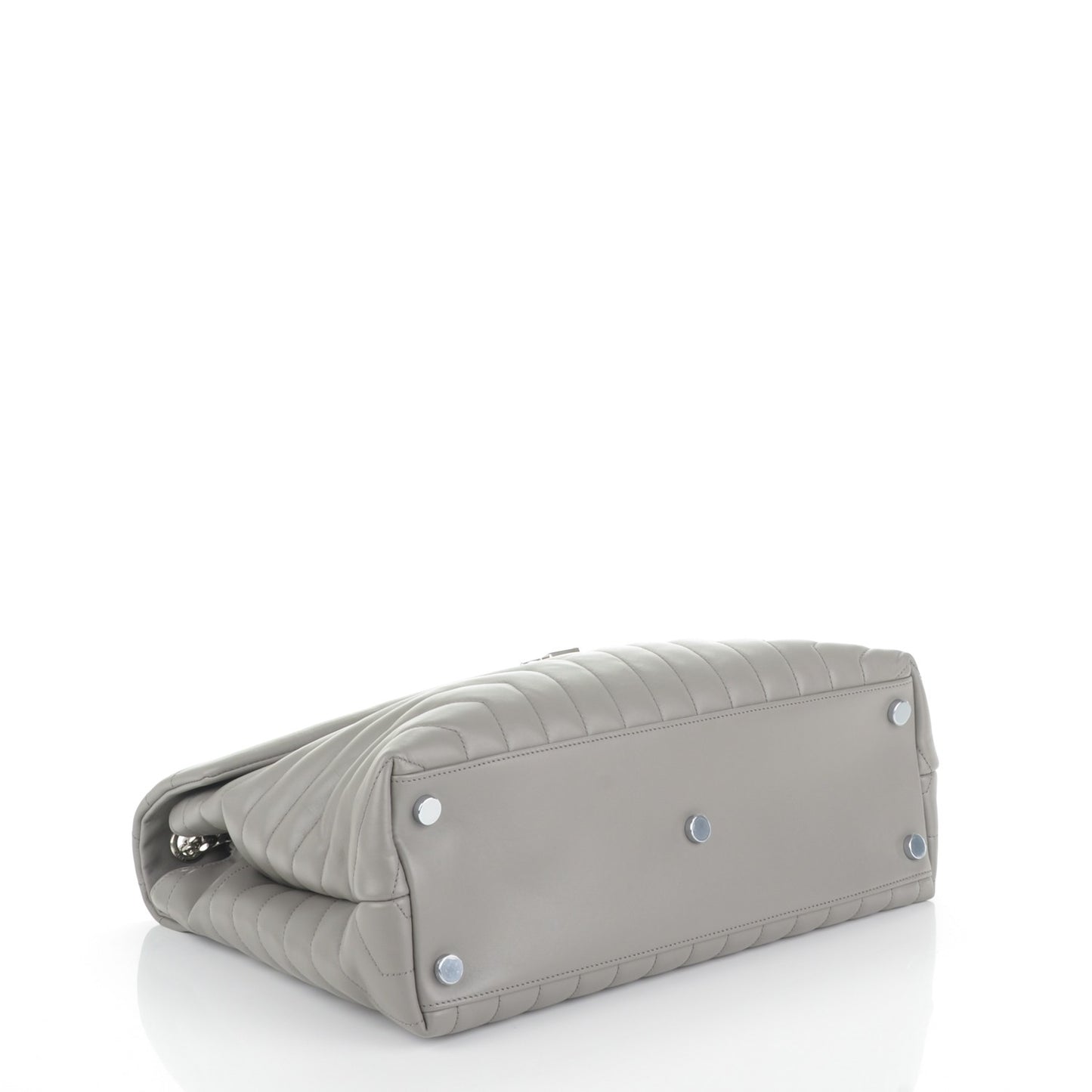 Calfskin Y Quilted Monogram Large Loulou Chain Satchel Grey
