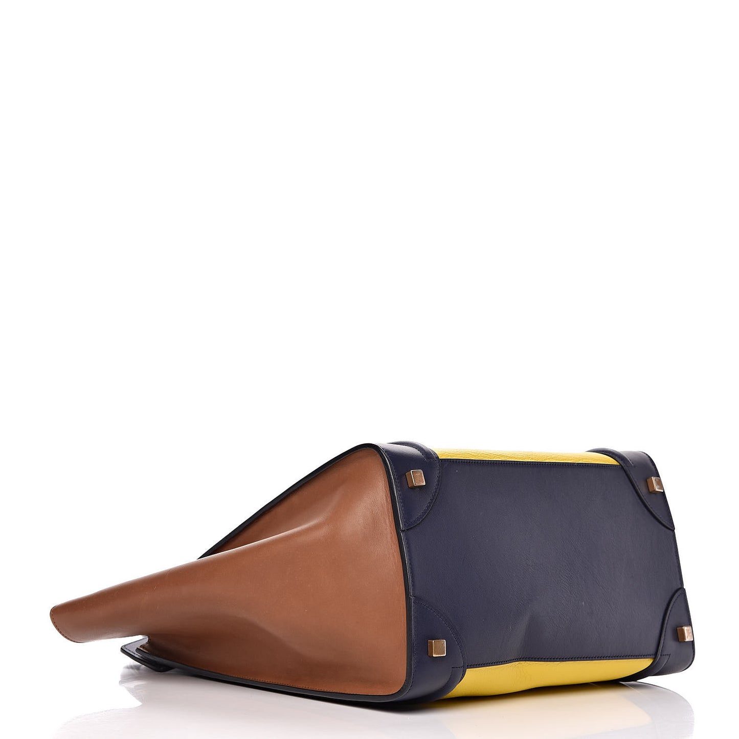 Smooth Drummed Calfskin Mini Tri-Color Luggage Yellow