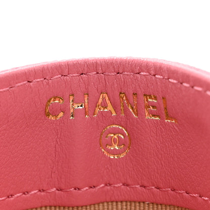 Chanel Caviar Quilted Textured CC Card Holder Pink 11 of 20