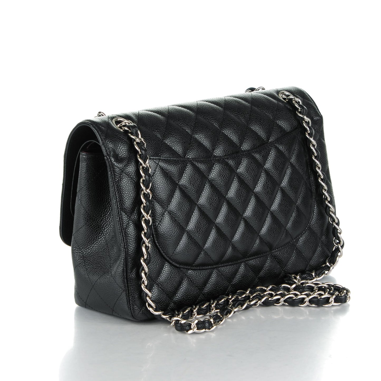Caviar Quilted Jumbo Double Flap Black