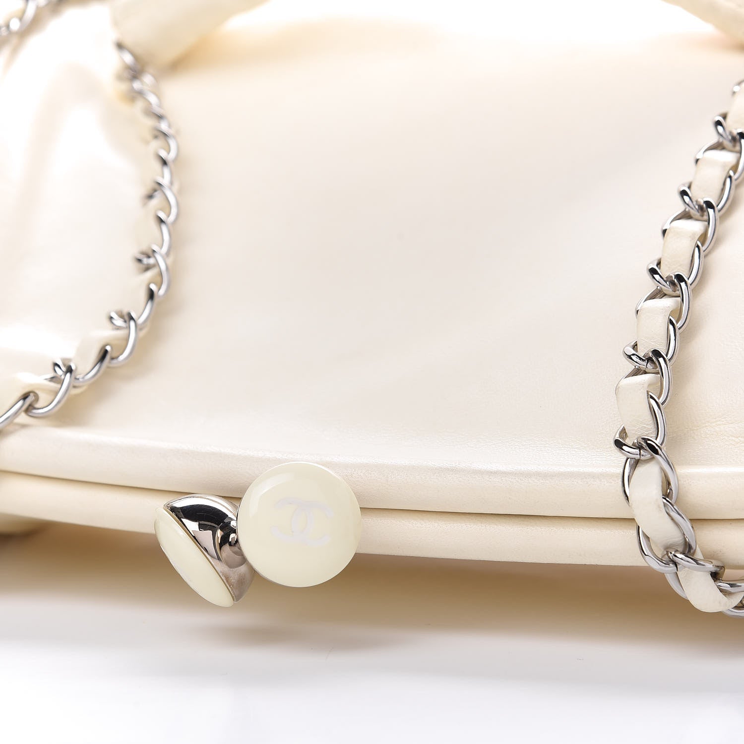 Chanel Lambskin CC Kiss Lock Accordion Bag White 15 of 16