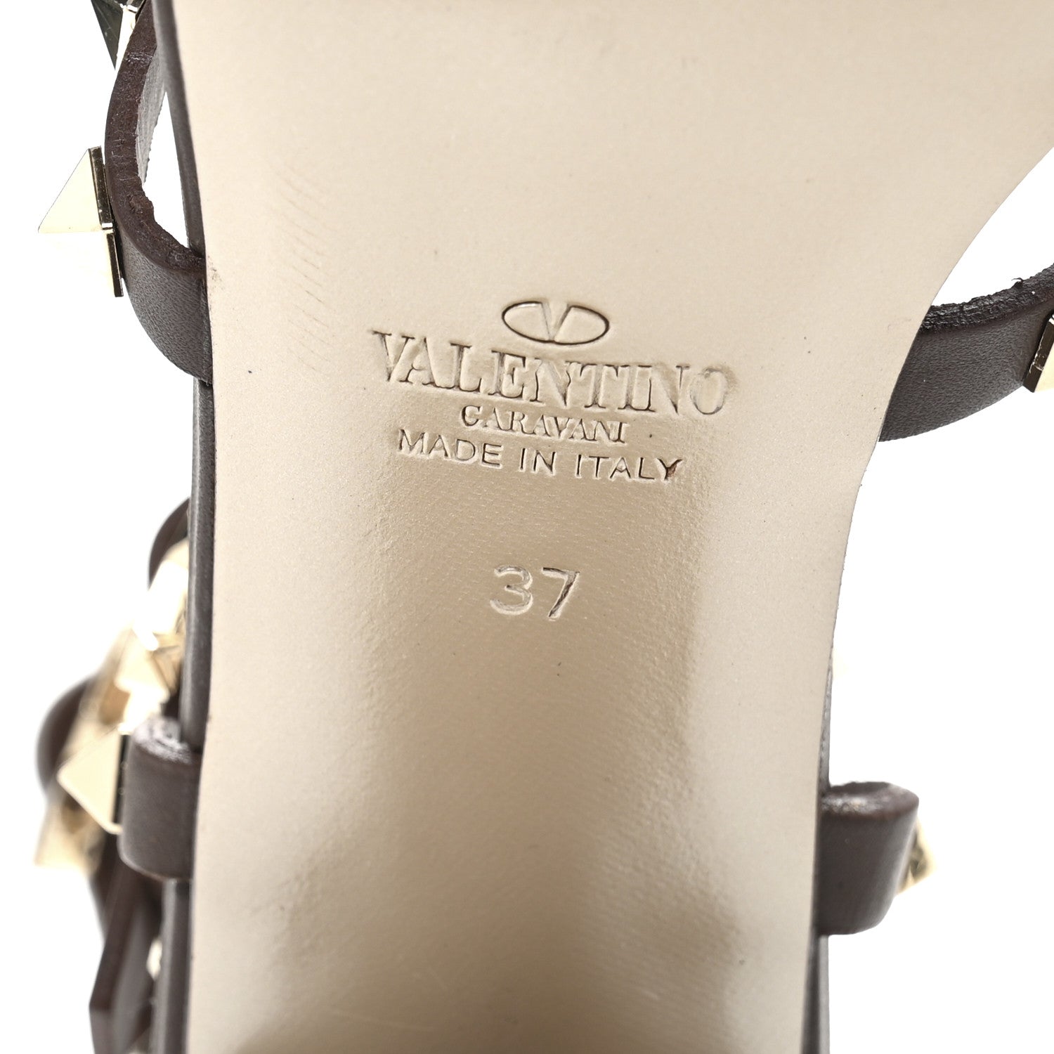Valentino Garavani Calfskin Rockstud 60mm City Sandals 37 Dark Brown 7 of 11