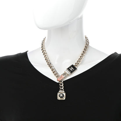 Chanel Metal Strass Pearl Lipstick Necklace Pink Gold 2 of 7