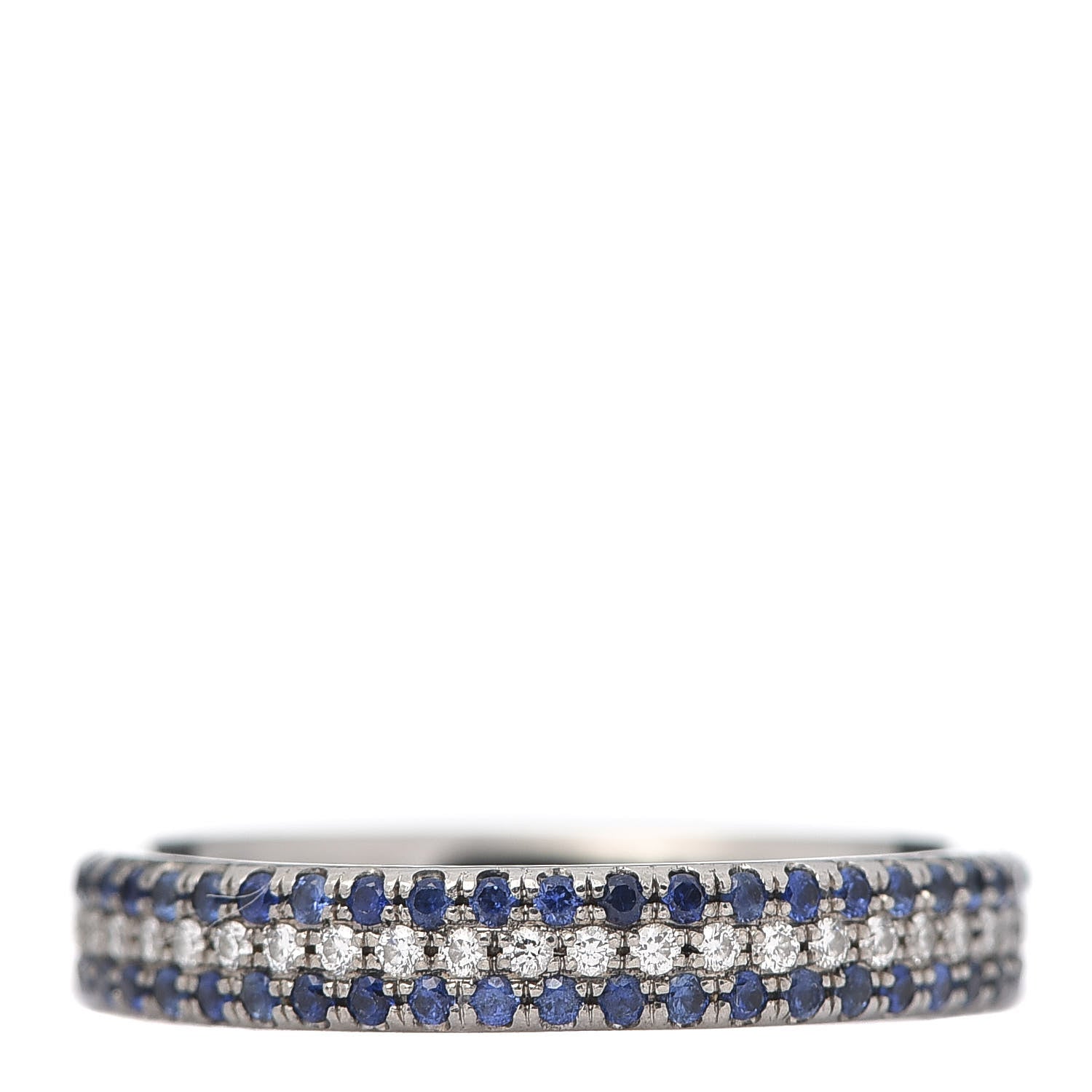 Tiffany 18K White Gold Diamond Blue Sapphire Embrace Ring 50 5.25 3 of 6