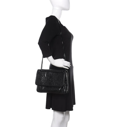 Saint Laurent Crinkled Calfskin Matelasse Monogram Medium Niki Chain Satchel Black 2 of 10