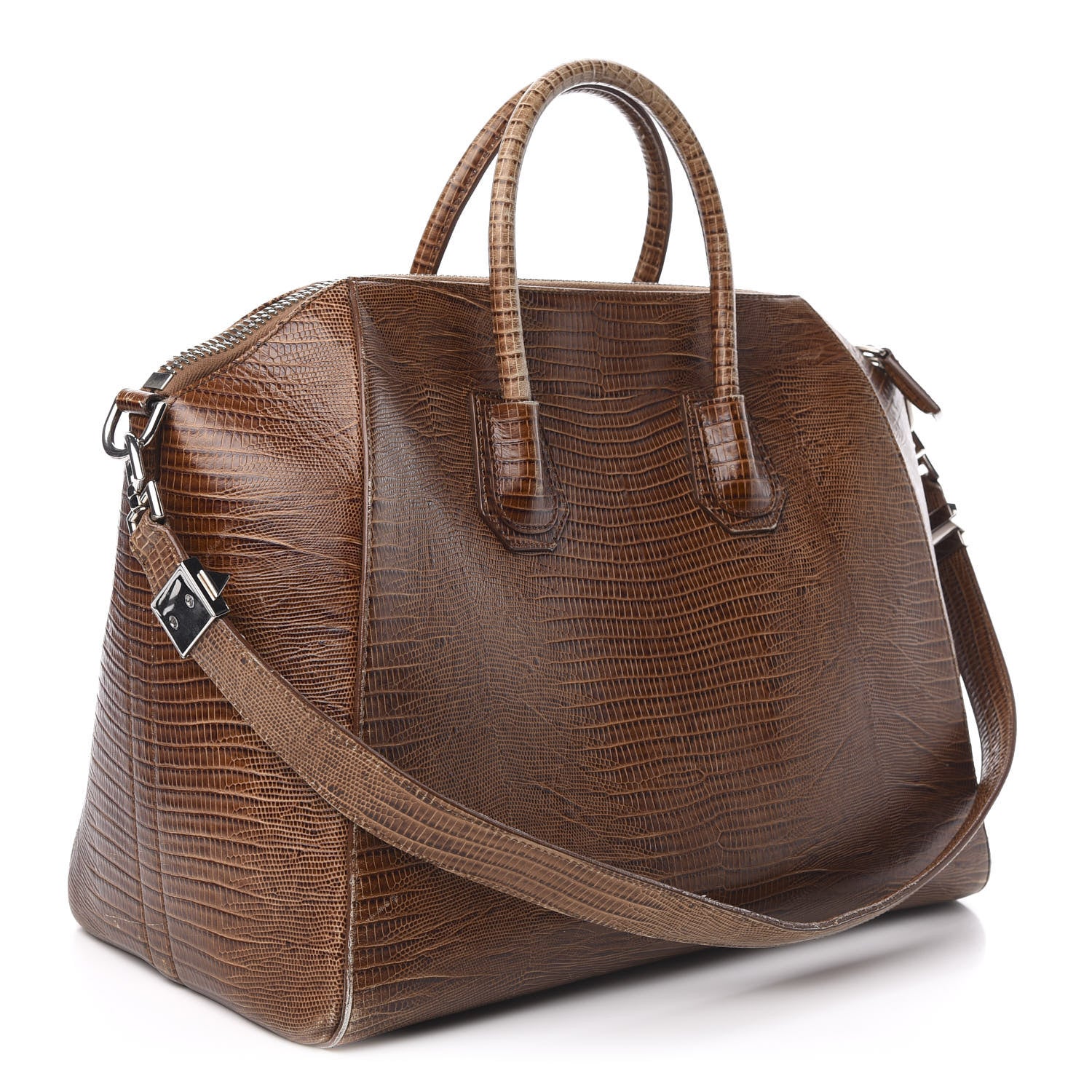 Givenchy Calfskin Lizard Embossed Medium Antigona Brown 3 of 17