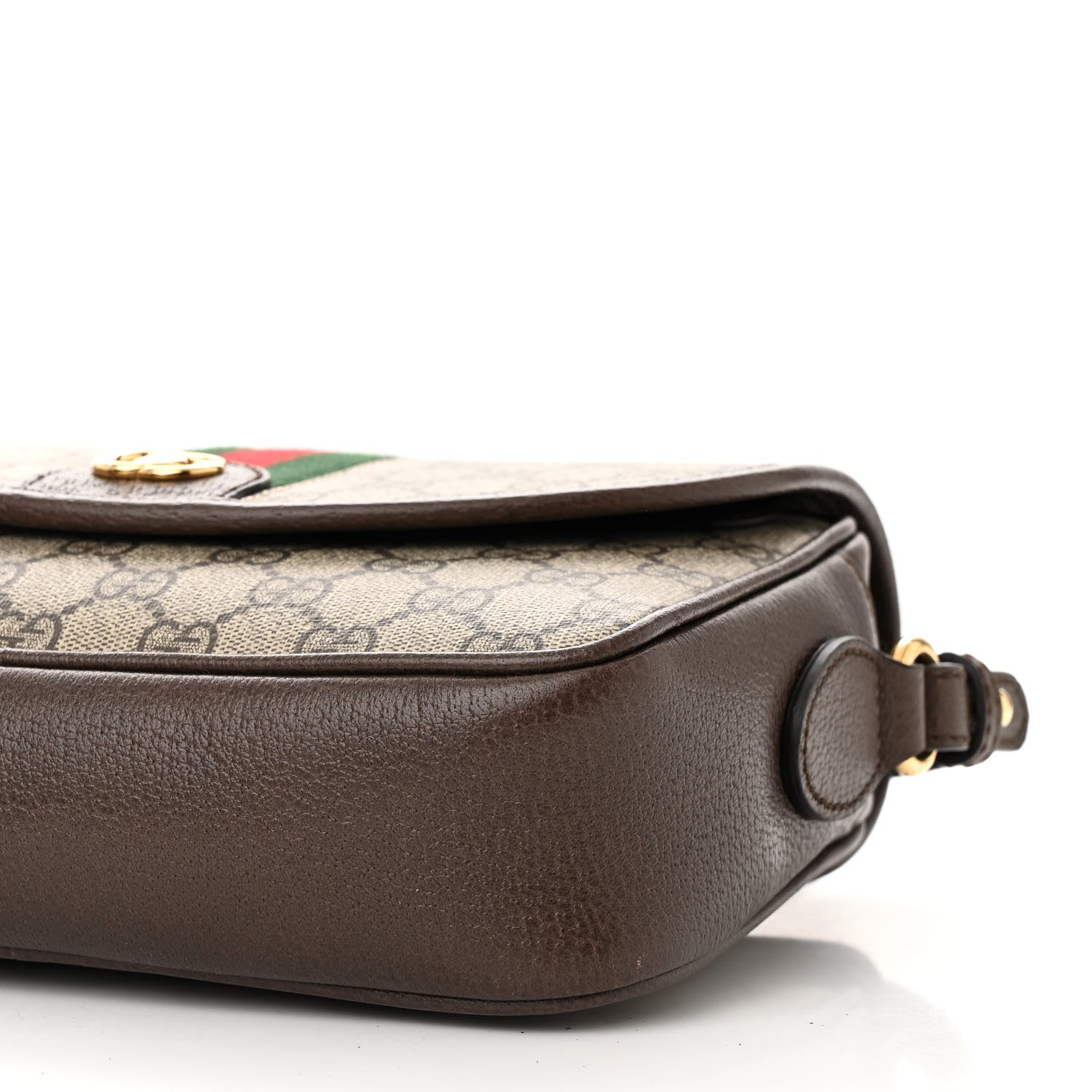Gucci GG Supreme Monogram Textured Dollar Calfskin Web Studded Mini Ophidia Flap Shoulder Bag Beige Ebony New Acero 10 of 10
