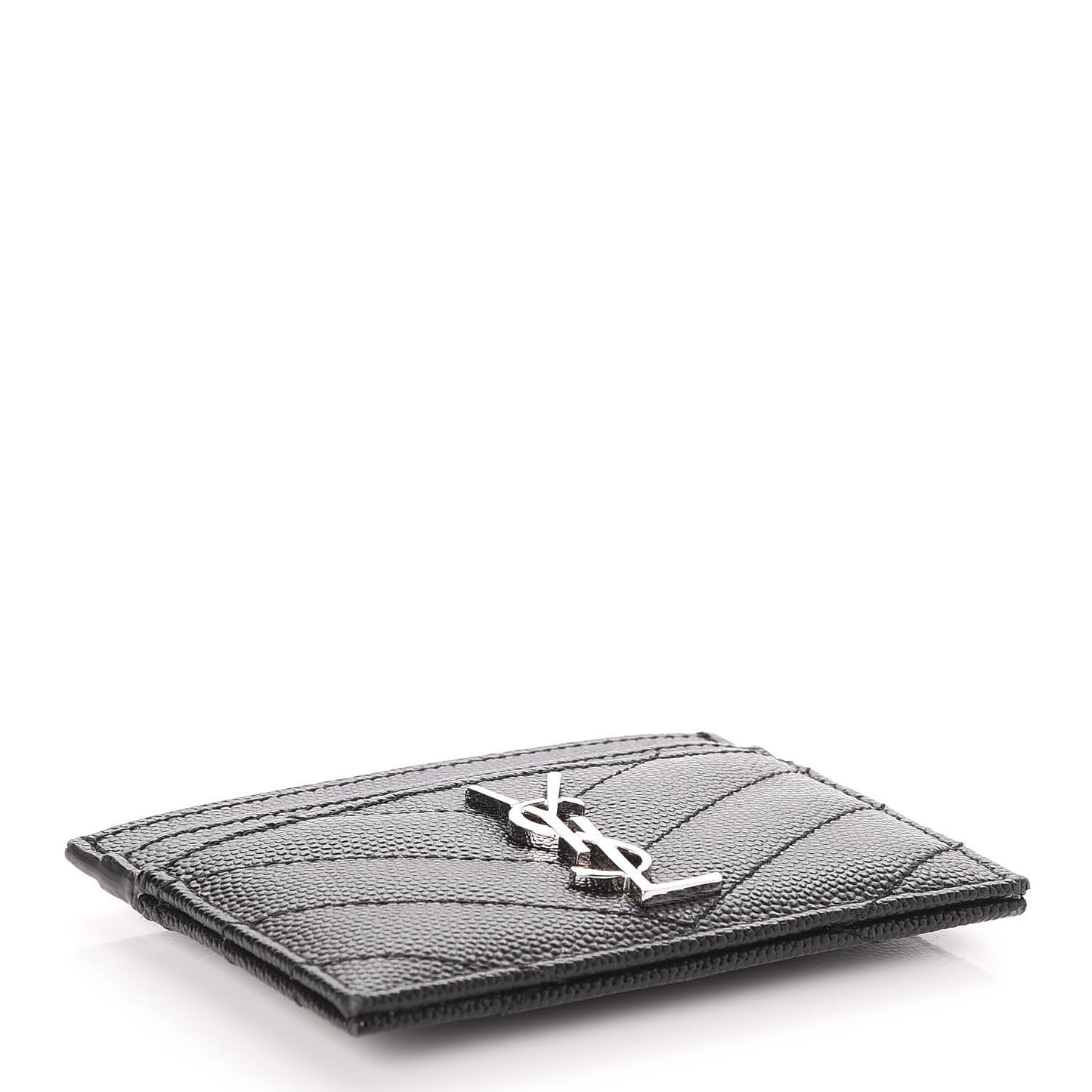 Grain De Poudre Matelasse Chevron Monogram Credit Card Case Black
