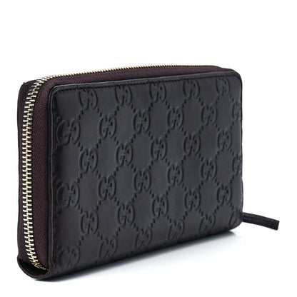 Gucci Guccissima Margaux Calfskin Metal Bar Zip Around Wallet Chocolate 3 of 10
