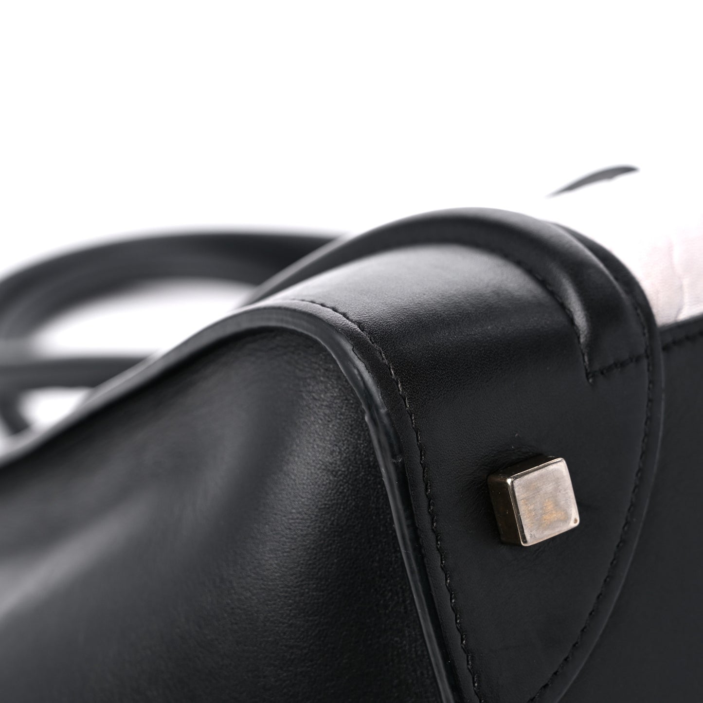 Elephant Calfskin Mini Bi-Color Luggage Black White