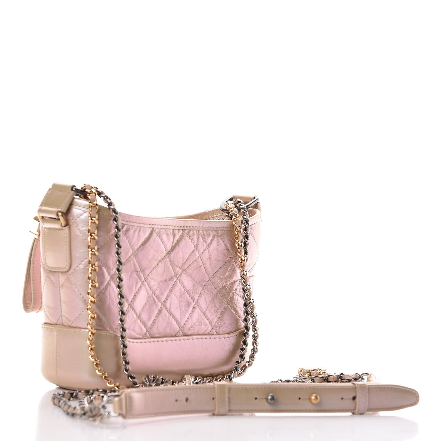 Chanel Iridescent Aged Calfskin Quilted Small Gabrielle Hobo Light Pink 3 of 10