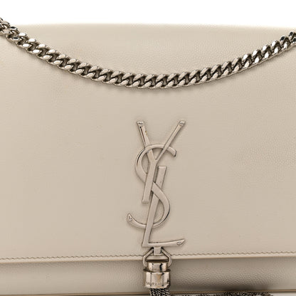 Saint Laurent Grain De Poudre Calfskin Medium Classic Monogram Kate Tassel Satchel Crema Soft 7 of 11