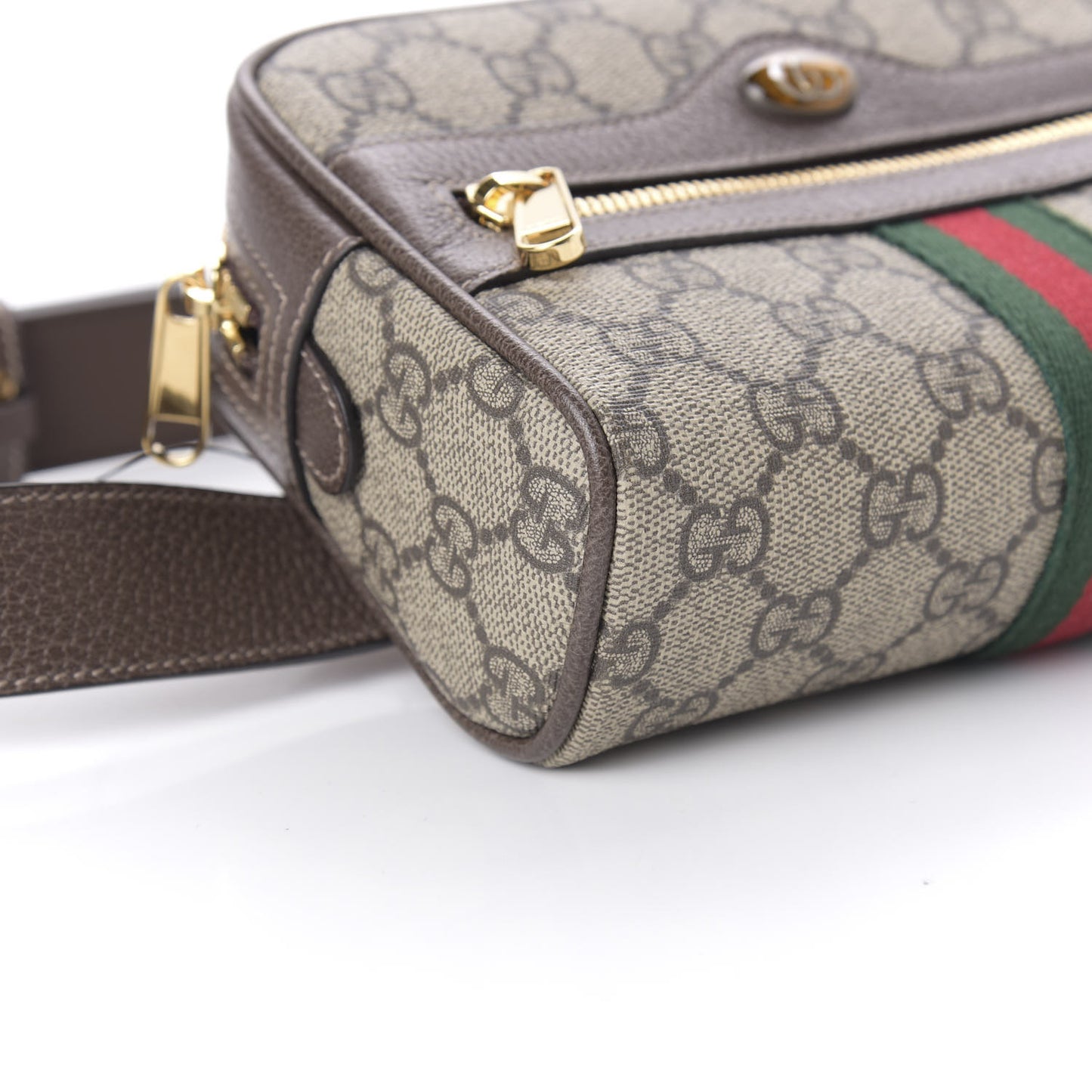 GG Supreme Monogram Web Small Ophidia Belt Bag 95 38 Dark Brown