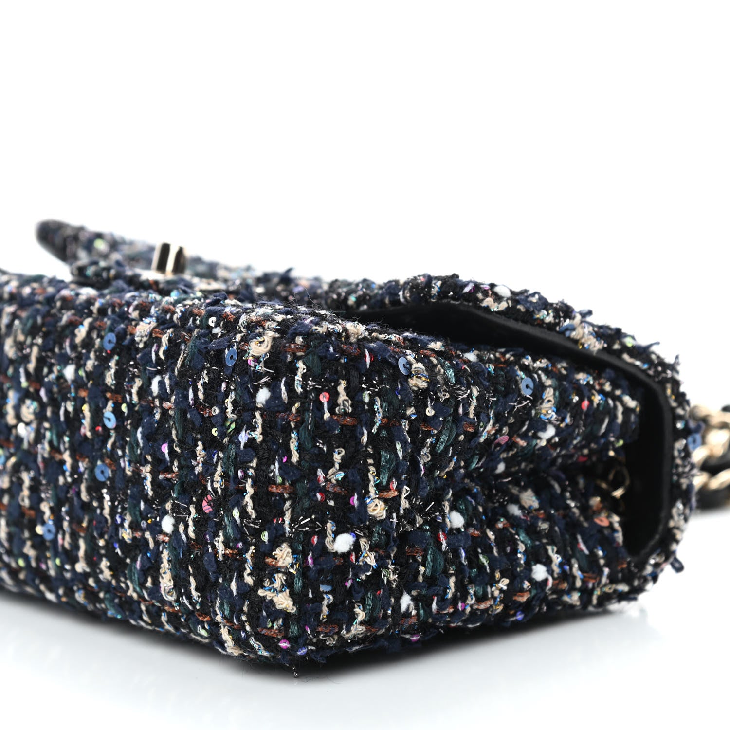 Chanel Glittered Tweed Quilted Mini Rectangular Flap Navy Blue Mulitcolor 9 of 11